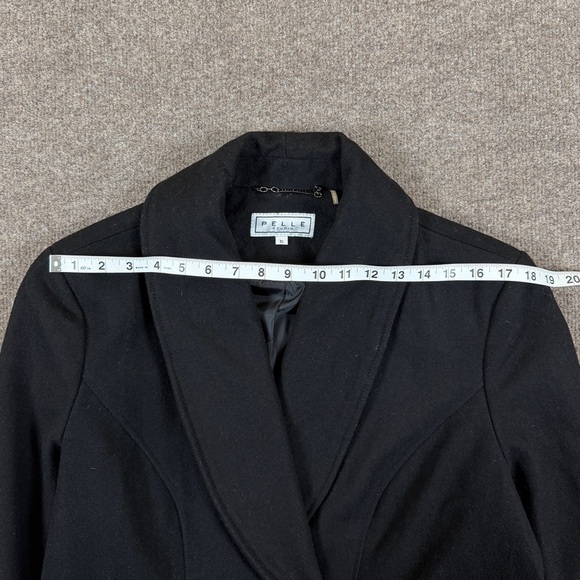 Vintage Black Wool Blend Double Breasted Long Overcoat Women’s 16 Shawl Collar - Picture 7 of 10